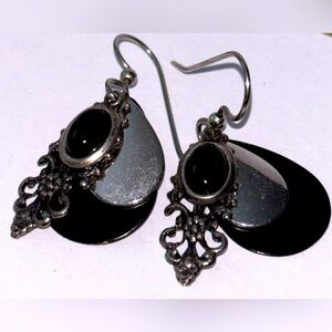 Elegant Black and Silver Dangle Earrings